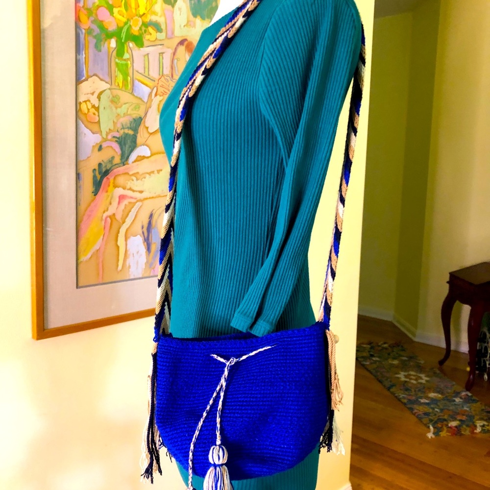 Bright blue Mochilla bag
